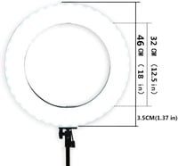 GSKAIWEN 18" LED Körfény Szett 60W - Állítható Fényerő, Sminkes Portré Fotózáshoz, YouTube Videókhoz, Tetováláshoz, Puha Csővel 3