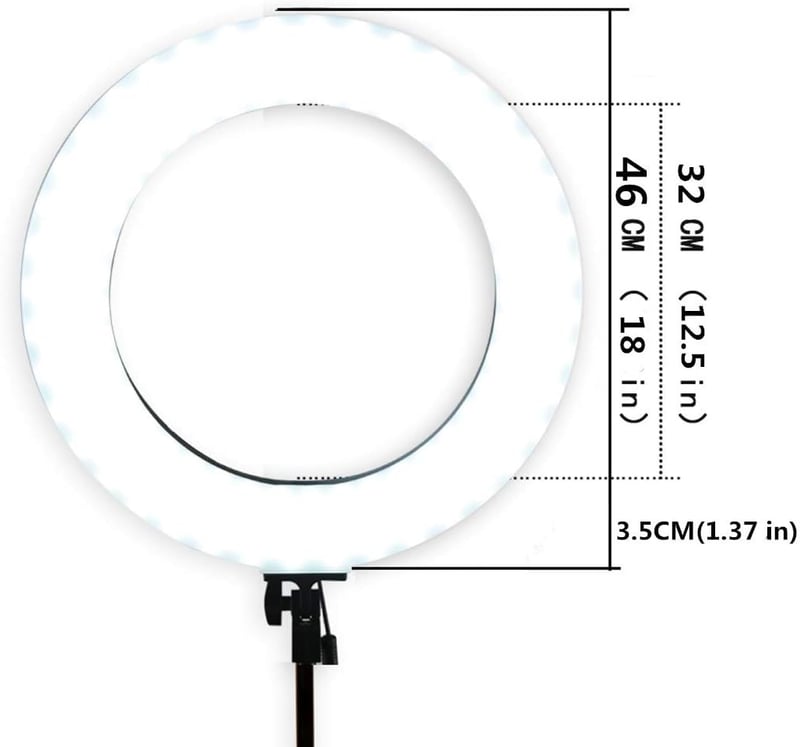 GSKAIWEN 18" LED Körfény Szett 60W - Állítható Fényerő, Sminkes Portré Fotózáshoz, YouTube Videókhoz, Tetováláshoz, Puha Csővel