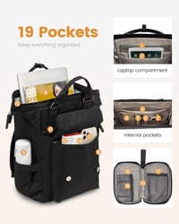 LOVEVOOK Nagy Kapacitású Női Laptop Hátizsák 17 Colos, Vízálló Utazó Táska Adatkábel Tartóval, Elegáns Iskolai Munkához Egyetemre Fekete 7