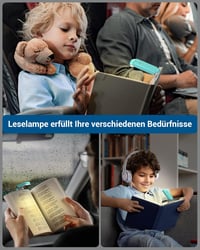 DEWENWILS Olvasólámpa Csipesszel - USB Tölthető Könyvlámpa 2 Fényerőszinttel, Meleg Fehér Fény, Állítható, Könnyű Hordozható Olvasófény Gyer 8