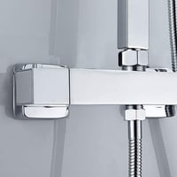 Beenle-Icey Termosztátos Zuhanycsaptelep 38°C Biztonsági Gombbal - Króm Négyzet Alakú Sárgaréz Fali Csaptelep G3/4 Felső és G1/2 Alsó Csatla 2