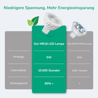 EDISHINE GU5.3 LED Spotlámpa, 12V MR16, 5W (50W helyett), 2700K Meleg Fehér, 400 Lumen, 38° Szórási Szög, Energiatakarékos, 6 darabos csomag 7