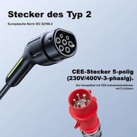 VDLPOWEREU Type 2 Elektromos Autó Töltőkábel 11kW, 5M - Hordozható Fali Töltőállomás CEE 16A, Időzíthető, Állítható Áramerősség, IP65 5
