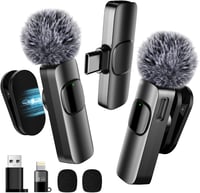 BYbrutek 3 az 1-ben Vezeték Nélküli Csíptetős Mikrofon iPhone/Android/PC Eszközökhöz - Mini Mikrofon Videófelvételhez, 25m Hatótáv 1