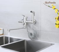 SkyPanda Fali Konyhai Csaptelep 4 Üzemmóddal - 360° Forgatható, 23 cm Kifolyócsővel, Kihúzható Zuhanyfejjel, Rozsdamentes Acél, Szálcsiszolt 9