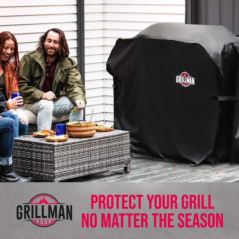 Grillman Vízálló Grill Takaró - Nagy Méretű Fekete BBQ Védőhuzat 147x61x122cm
