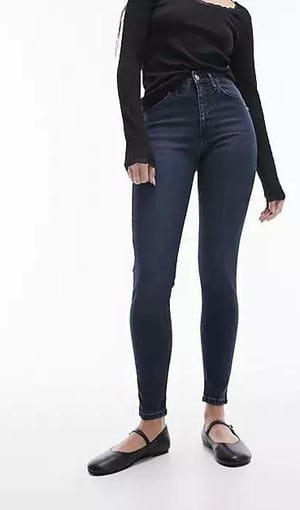 Topshop Jamie ženske traperice, plavo-crne boje, veličina W26 L32