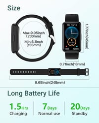 HUAKUA Okosóra Lépésszámlálóval - Nagy Kijelzős, Vízálló Fitnesz Tracker Applikáció Nélkül 7