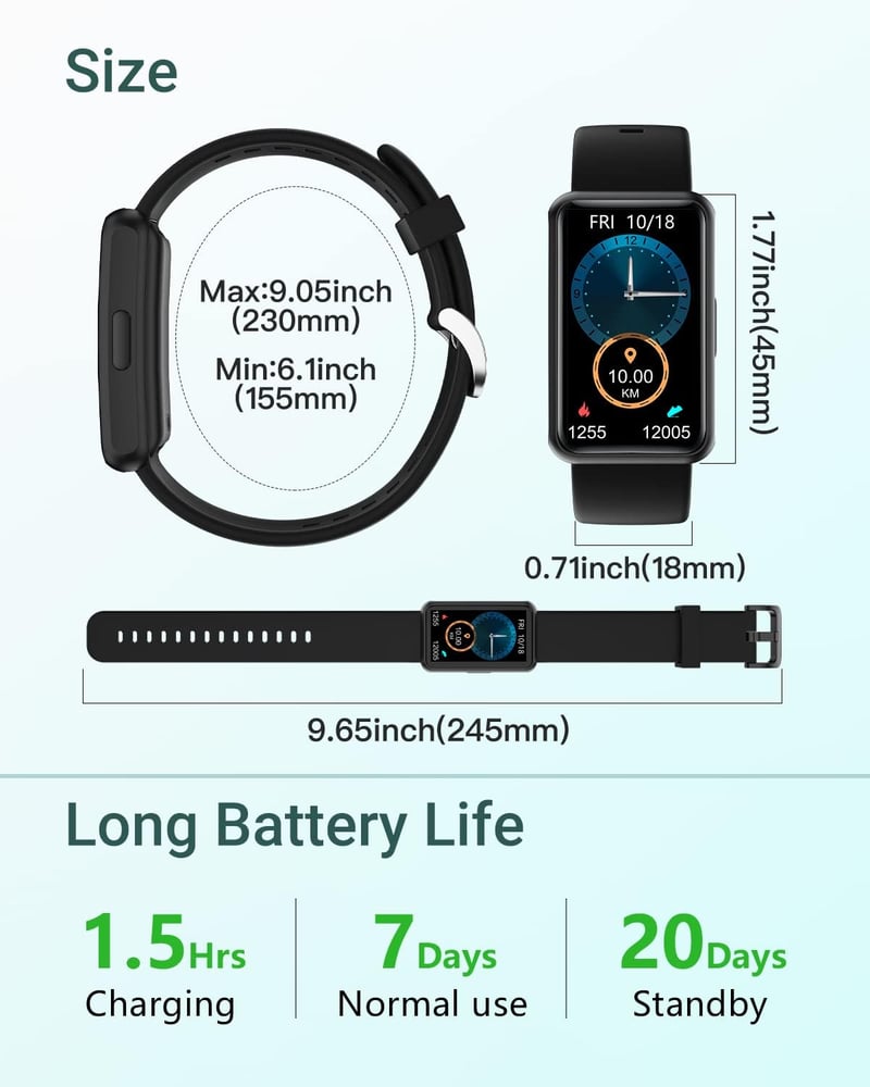 HUAKUA Okosóra Lépésszámlálóval - Nagy Kijelzős, Vízálló Fitnesz Tracker Applikáció Nélkül