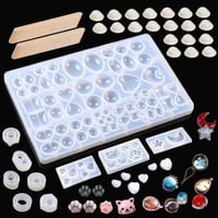 Litthing 4 részes többszínű epoxy gyanta forma szett szilikon, műanyag és fa kiegészítőkkel 1