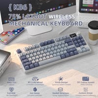 VGN GAMEPOWER K86 Mechanikus Gamer Billentyűzet, 75% TKL, RGB Háttérvilágítás, Vezeték Nélküli/Bluetooth/USB-C, Színes Kijelző, Hot Swap, Li 2