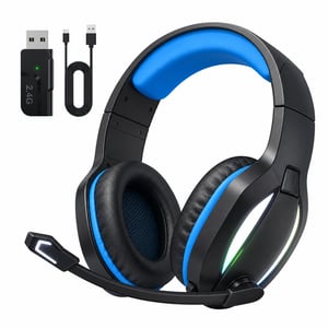 Fachixy FC100 2.4G vezeték nélküli gaming headset mikrofonnal, 50+ óra — töltőkábel és USB-vevő nélkül (állapot: lásd a 2. képet)