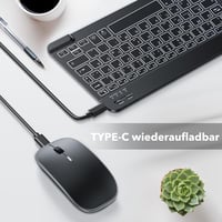 TECURS vezeték nélküli QWERTZ billentyűzet és egér szett iPadhez, 7 színű háttérvilágítással, fekete 7