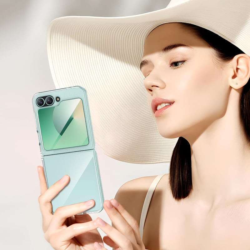 Doeshine Samsung Galaxy Z Flip 7 FE/Z Flip 6 Védőtok - Ultravékony Szilikon TPU Tok Beépített Képernyővédővel, Ütésálló, Karcmentes, Zöld