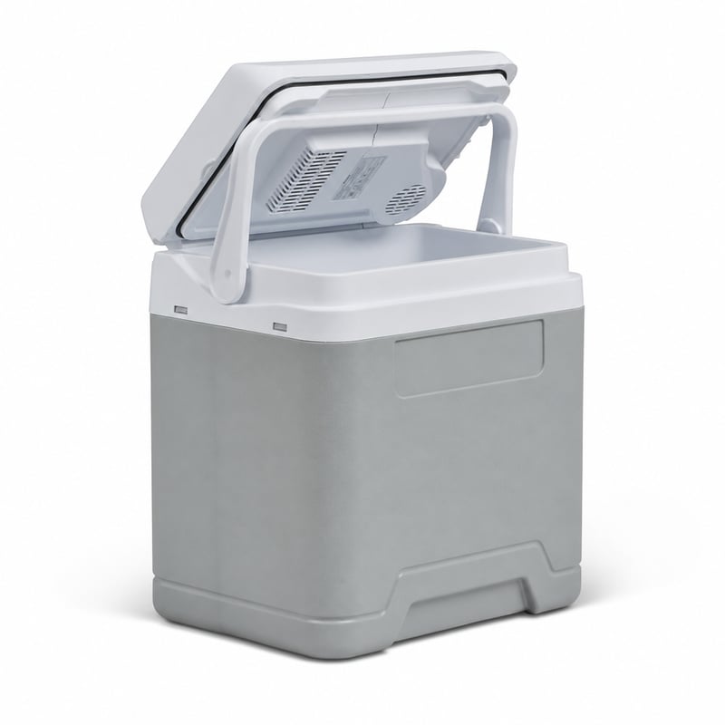 Elektrický chladiaci box Igloo IE27 DC, 26 litrov, 12V — chybný, na náhradné diely: prasklina na vnútornom plastovom obložení (stav: pozri 2. obrázok)