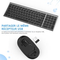 Vezeték nélküli AZERTY billentyűzet és egér szett Windows-hoz, USB vevővel, újratölthető 3