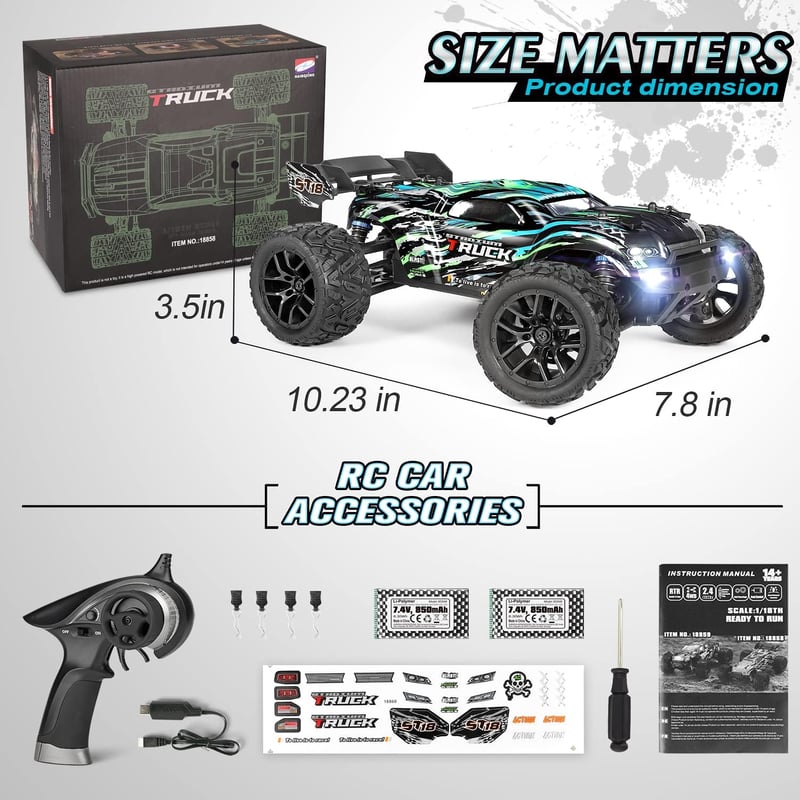 HAIBOXING Távirányítós Autó 1:18 4WD Terepjáró Monster Truck 36+ km/h Sebességgel, Vízálló RC Jármű Minden Terepre, Hobbi Modell