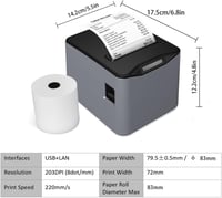 Bisofice Bondrukcer 80 mm Hőpapíros Nyugtanyomtató 220 mm/s, USB + LAN, Pénztárfiók Vezérléssel, ESC/POS, Win/Linux/MAC Kompatibilis 6