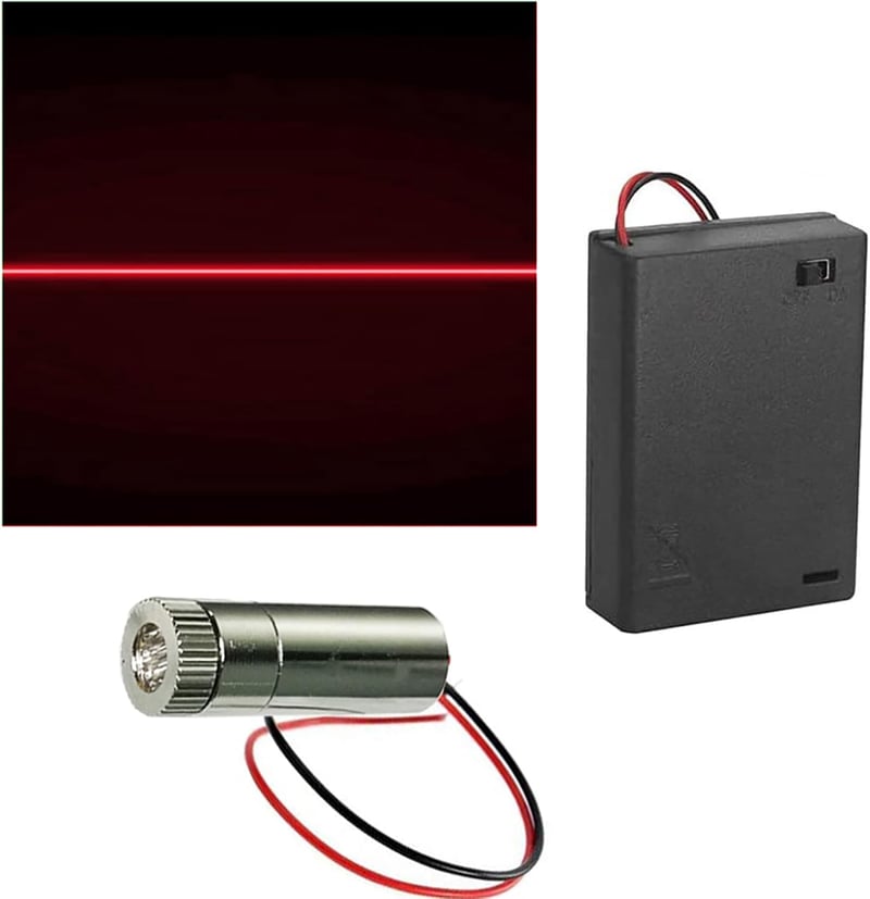 CTRICALVER 650 nm Piros Vonal Lézer Modul Fém Házzal - 3-5V DC Működésű Dióda Műanyag Lencsével és AA Elemtartóval - 1pcs *rote* linie, Black, lasers, Metal