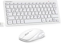 TECKNET Vezeték Nélküli Billentyűzet-Egér Szett, Német QWERTZ Kiosztás, 15m Hatótáv, Csendes Gombokkal, PC/Laptop/Smart TV Kompatibilis, Feh 1