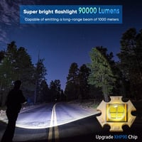 XHP90 LED zseblámpa, 90000 lumen, USB tölthető, vízálló, 5 üzemmód, 4800mAh akku 2