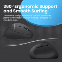Perixx PERIMICE-719 Ergonomikus Vezeték Nélküli Optikai Egér 6 Gombbal, Állítható DPI (800/1200/1600), Fekete, PC-hez 3