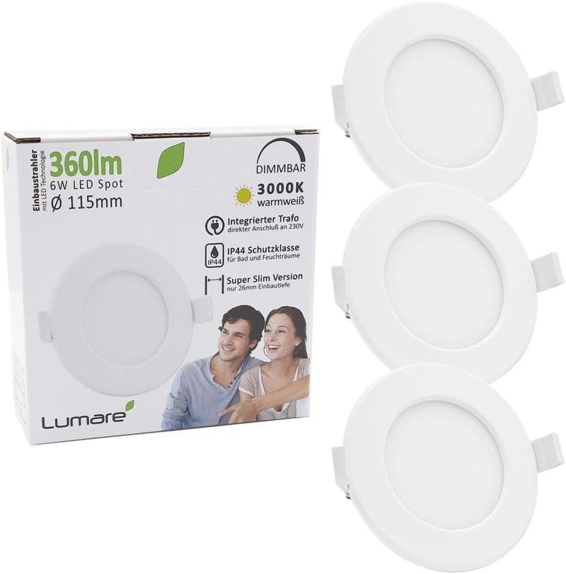 Szabályozható LED spot, IP44, 6W, meleg fehér, kerek - Újracsomagolt