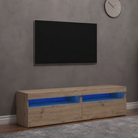 vidaXL set TV ormarića s LED rasvjetom, boja artisan hrast - 2 komada — nedostaje stražnja ploča ormarića (stanje: vidi 2. sliku) 1