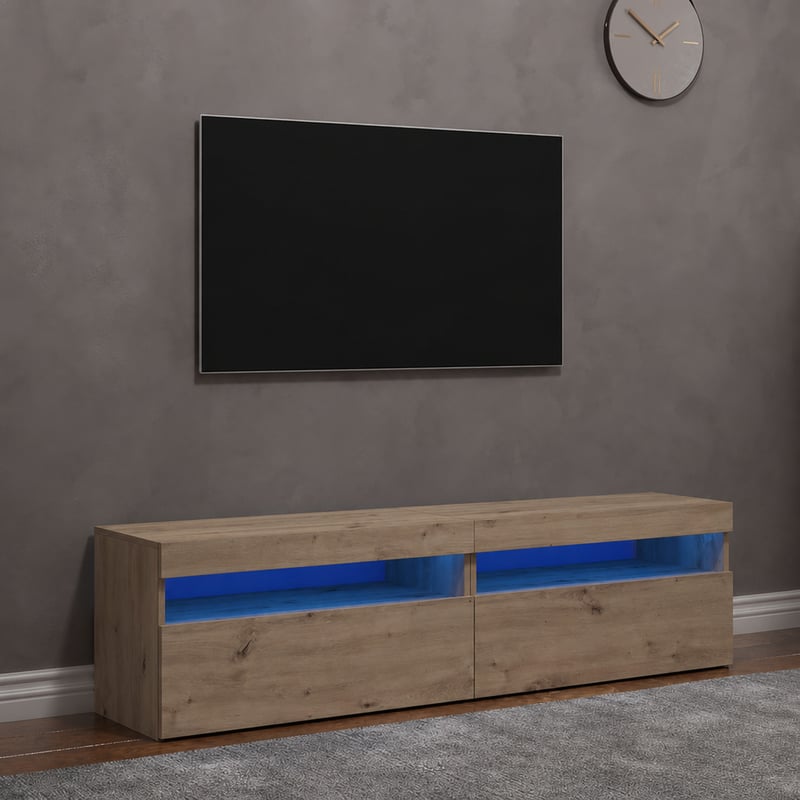 vidaXL set TV ormarića s LED rasvjetom, boja artisan hrast - 2 komada — nedostaje stražnja ploča ormarića (stanje: vidi 2. sliku)