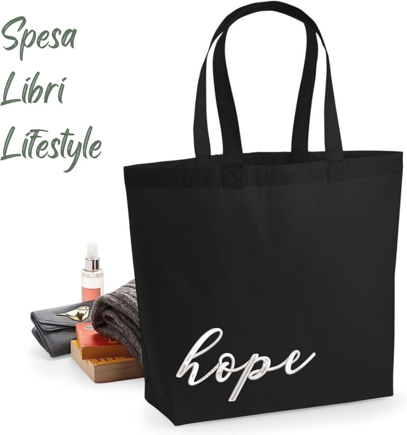 Nera Ricamata Női Vászontáska - Strapabíró Pamut Shopper Válltáska Egyetemre, Bevásárláshoz