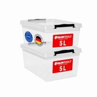 ATHLON TOOLS 5 literes tároló doboz fedéllel, BPA-mentes, élelmiszeripari minőség, átlátszó műanyag tárolóláda – 2 db (hiányos készlet) 1
