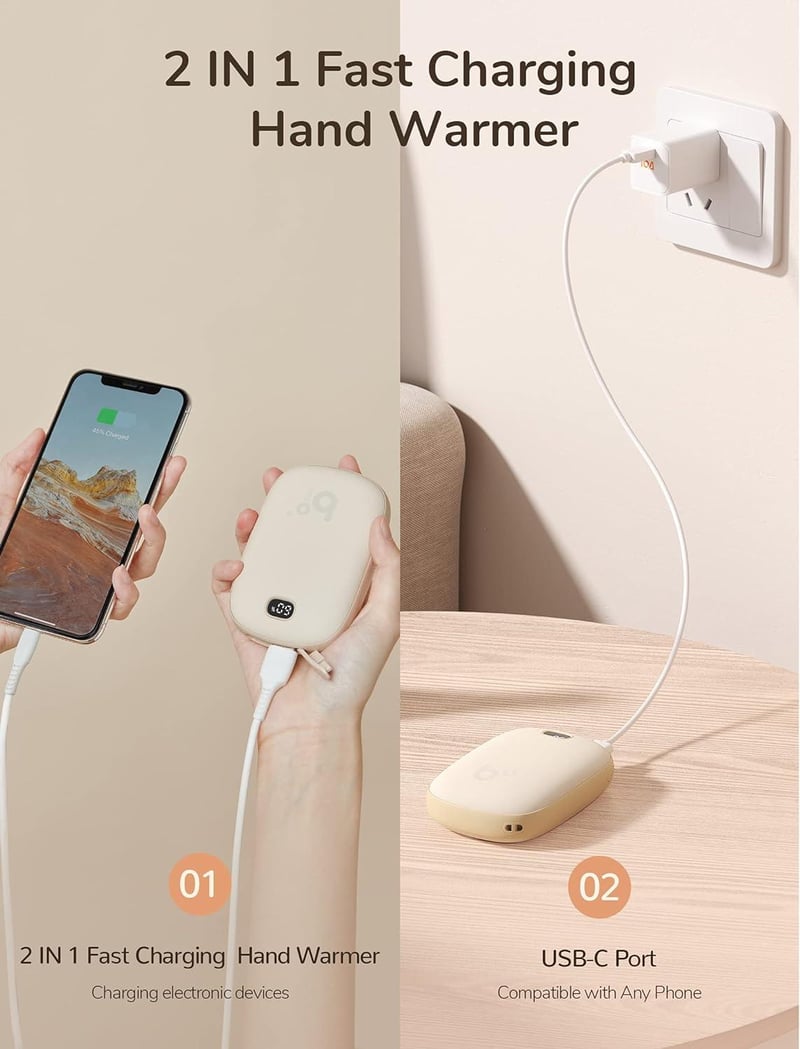 Újratölthető Zsebmelegítő és Power Bank LED Kijelzővel - Gyorstöltés