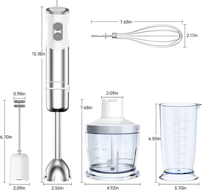 Housiwil 1000W-os 5 az 1-ben botmixer szett, 24 sebességgel, turbó funkcióval
