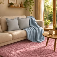 Pastel Home Decor set: shaggy koberec + deka + 2x pruhovaná obliečka 1