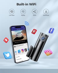 AZDOME M300 Autós Kamera WiFi 1296P Mini Menetrögzítő Parkolás Figyelő Éjjellátó WDR 170° Széles Látószög G-Szenzor Hurok Felvétel 3
