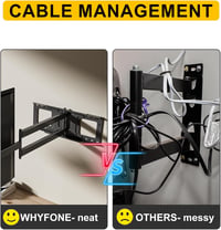 WHYFONE TV Fali Tartó 37-86" Képernyőkhöz - 120 cm Extra Hosszú Forgó Kar, 180° Elforgatható, 50 kg Teherbírás, VESA 600x400 mm 7