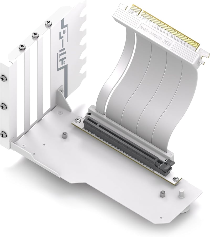 EZDIY-FAB Függőleges GPU Tartó PCIe 4.0 Riser Kábellel - 115mm Fehér Shield Sorozat RTX40 Kártyákhoz - Teljes PCIe Slotokhoz