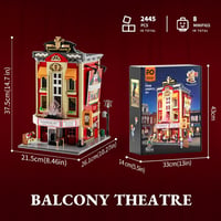 FUNWHOLE Erkély Színház Építőkészlet - Shakespeare Jelenettel, 2445 Darabos Gyűjtői Szett, Kreatív Városi Ház Modell Felnőtteknek és Tinédzs 15