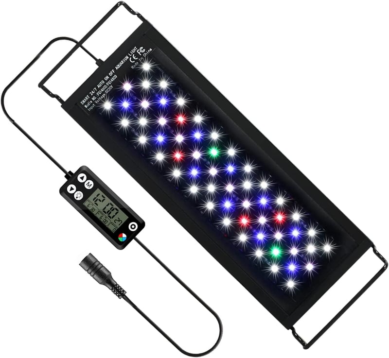 HORXFLIG 14W LED Akvárium Világítás - 30 cm Kihúzható Tartóval, Időzítővel és Állítható Fényerővel, 30-45 cm-es Édesvízi Akváriumokhoz