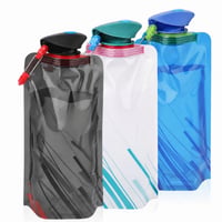LEMONSTONE Skladacia fľaša na vodu 700 ml, sada 3 ks (1 chýba), BPA-free opakovane použiteľná fľaša s karabínkou, na turistiku a 1