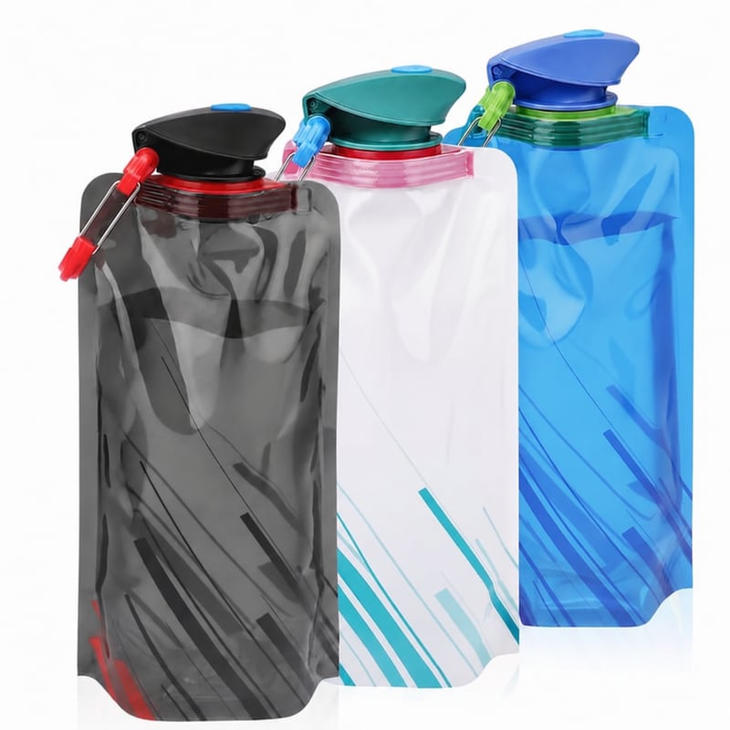LEMONSTONE Skladacia fľaša na vodu 700 ml, sada 3 ks (1 chýba), BPA-free opakovane použiteľná fľaša s karabínkou, na turistiku a