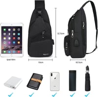 Flintronic USB-s mellkas táska, fekete utazó hátizsák férfiaknak és nőknek 2
