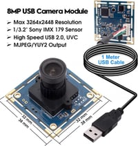 8MP USB Kamera Modul Sony IMX179 Szenzorral és 3.6mm Széles Látószögű Objektívvel Újracsomagolt termék 2