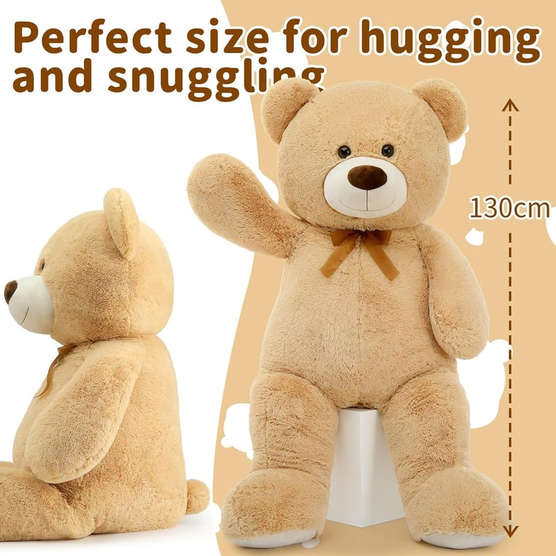 MorisMos Óriás Plüssmackó 130 cm - XXL Puha Barackszínű Teddy Maci, Ölelésre Tökéletes Ajándék Gyerekeknek, Lányoknak, Pároknak