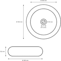 ECD Germany Kerek Mosdókagyló - 350 x 120 mm - Fehér Kerámia - Modern Fürdőszobai Mosdó - Padlóra Szerelhető - Lefolyó Nélkül 7