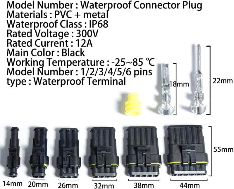 shengbowi Vízálló Elektromos Gyorscsatlakozó Készlet 2-6 Pin - 16-20AWG Autó, Hajó, Motor Vezetékekhez - Többféle Méretű Csatlakozó Szett