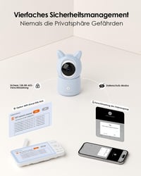 CZEview BM6 Bébiőr 2 Kamerával, 2K Felbontás és 4X Zoom, 5,5 Colos HD Kijelző, Mobilalkalmazással, Kék 8