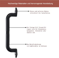 Goldenwarm Kovácsoltvas Tolóajtó Fogantyú - 2 db Fekete Vintage Stílusú Húzófogantyú Csúszóajtóhoz, Pajtaajtóhoz, Garázsajtóhoz, Beltéri-Kül 3