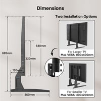 1home Univerzális TV Állvány Asztali Monitortartó 22-65" Képernyőkhöz - Televízió Talp Konzol LCD LED Képernyőemelő 7