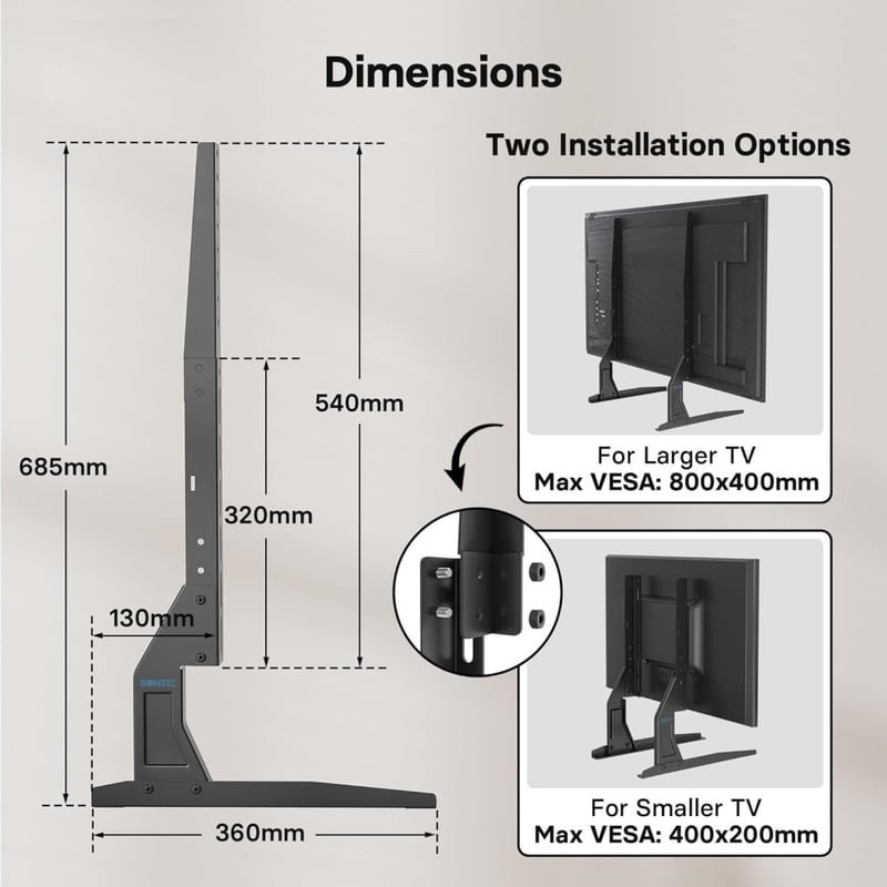 1home Univerzális TV Állvány Asztali Monitortartó 22-65" Képernyőkhöz - Televízió Talp Konzol LCD LED Képernyőemelő